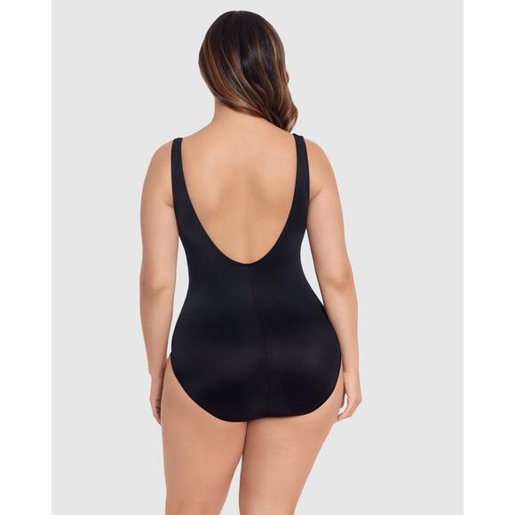 NWT Miraclesuit Illusionists Crossover Draped Shaping Swimsuit Black Plus 18W - Picture 2 of 6